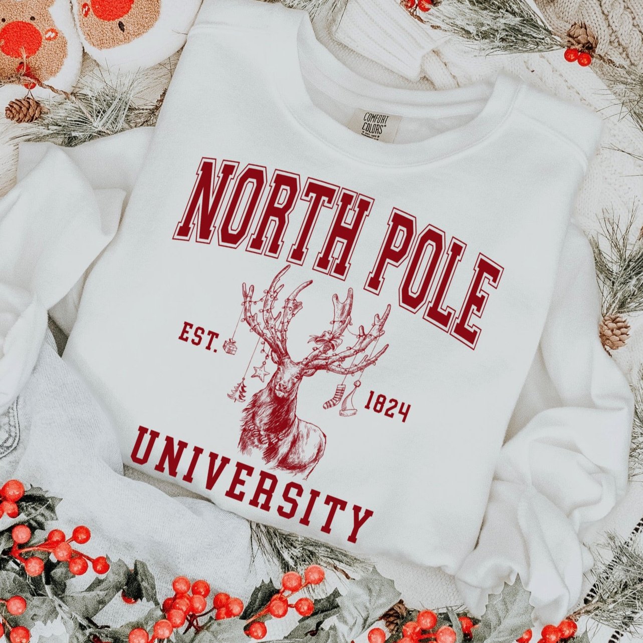 North Pole University screen print transfer