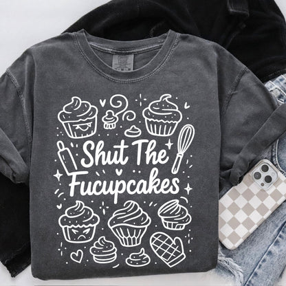 shut the fuccupcakes screen print transfer