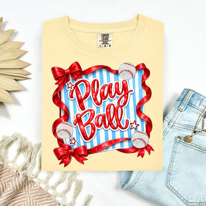 Play Ball preppy baseball clear film screen print