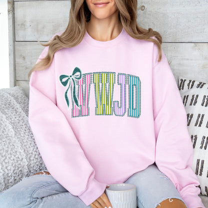 WWJD preppy clear film screen print