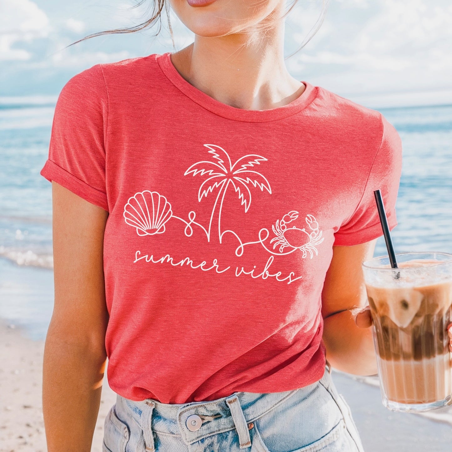 crab summer vibes line art screen print transfer•