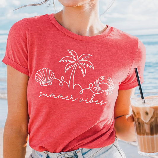 crab summer vibes line art screen print transfer•
