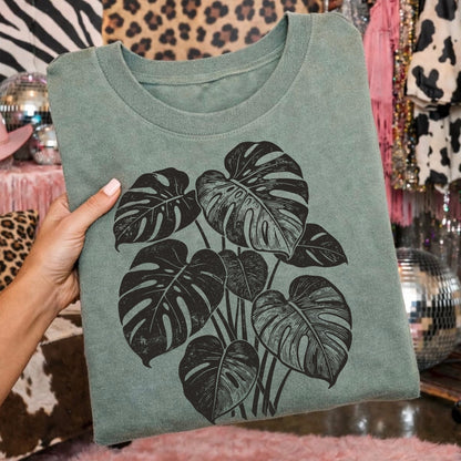 monstera plant screen print transfer