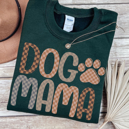 checkered dog mama clear film screen print