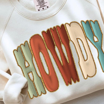 Howdy multi color clear film screen print