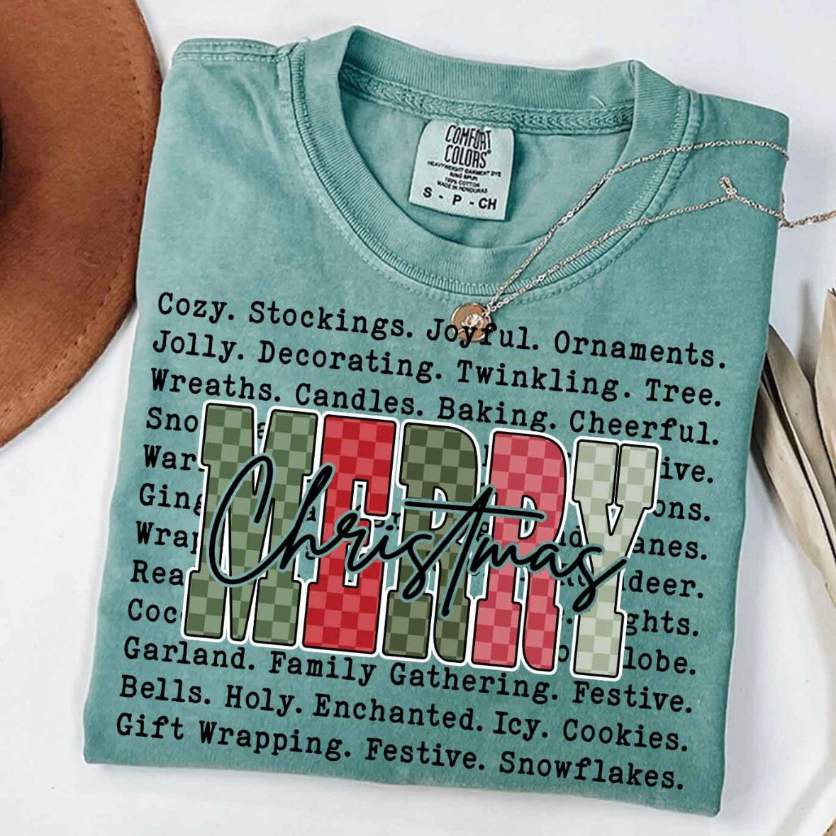 Merry Christmas word art clear film screen print