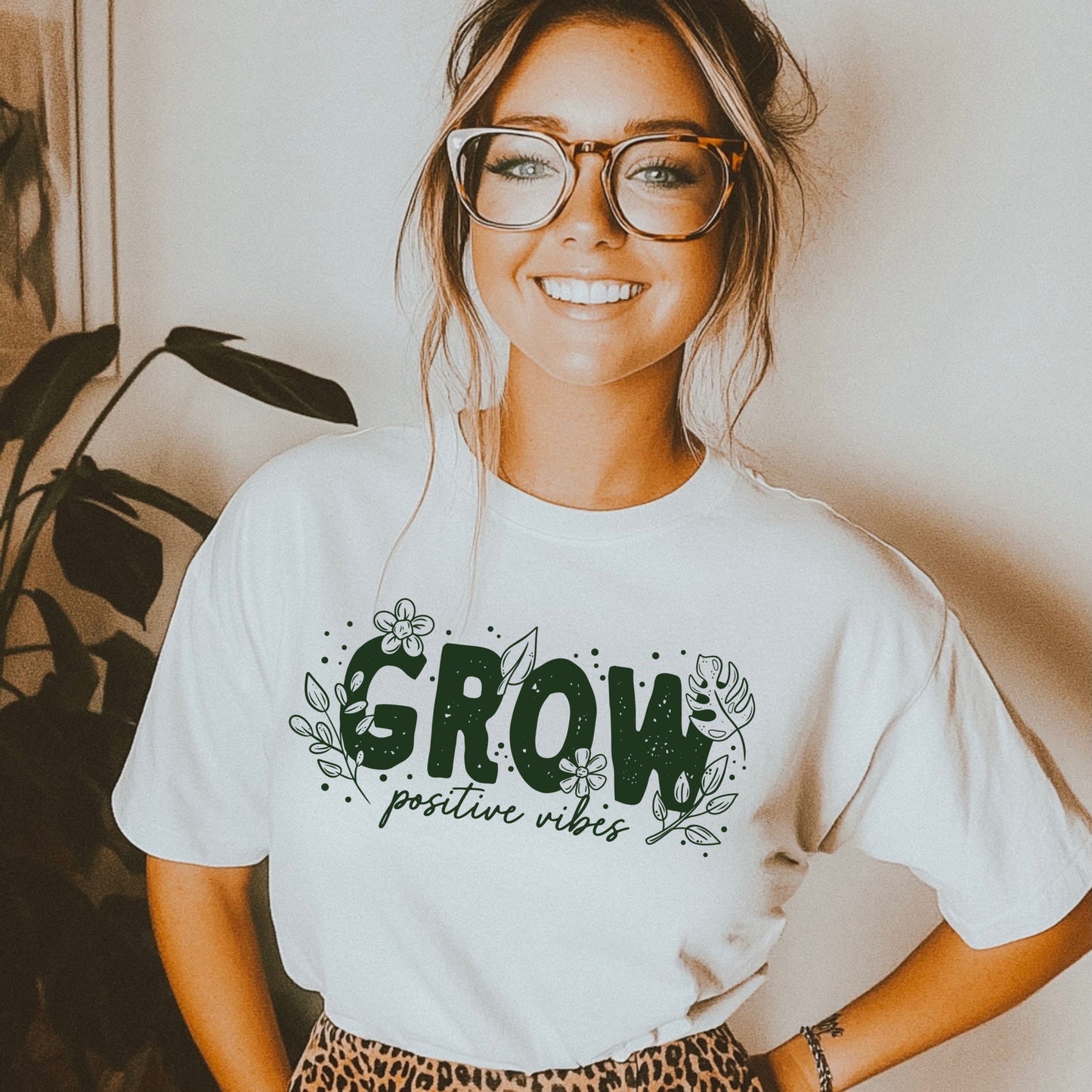 Grow positive vibes screen print transfer