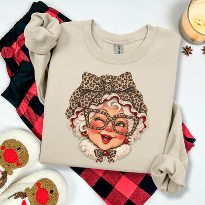 Leopard MRS CLAUS clear film screen print