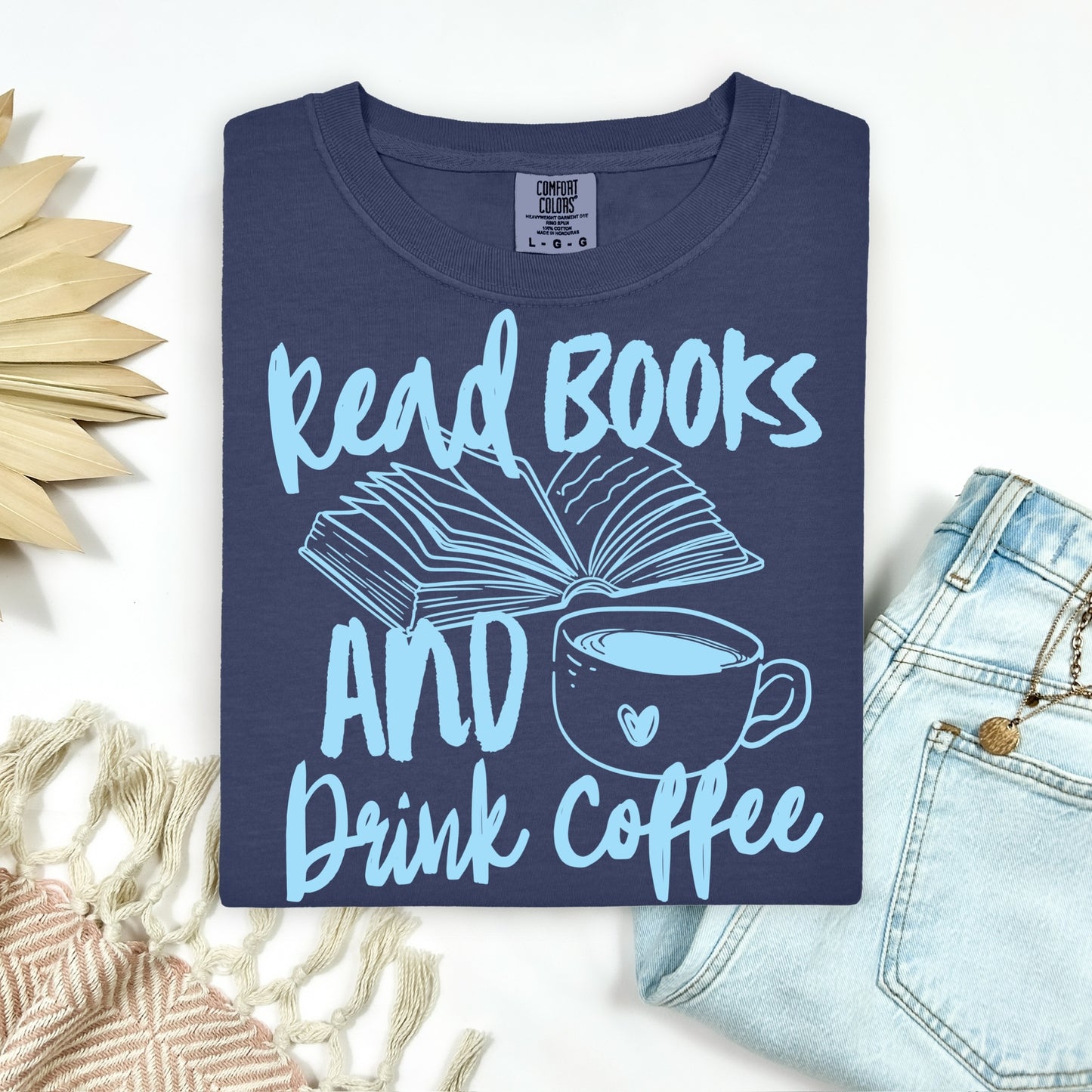 read books and drink coffee screen print transfer