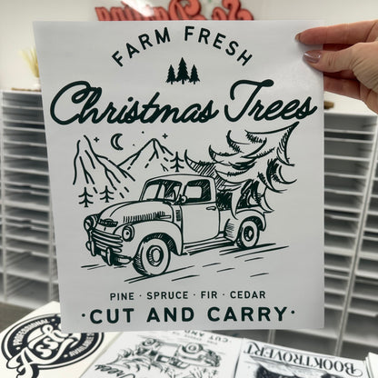 farm fresh christmas trees screen print transfer