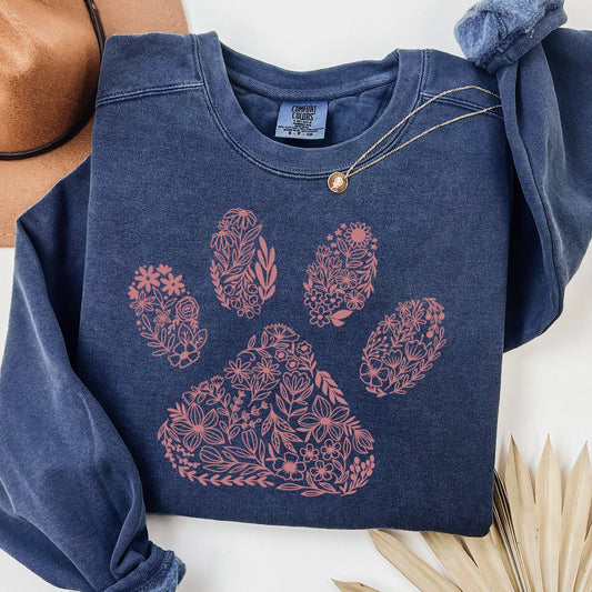 floral dog paw screen print transfer