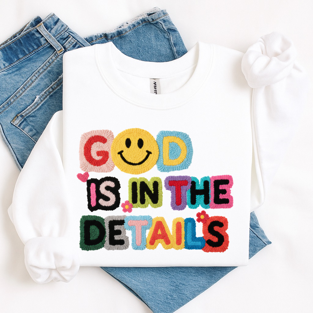 God is in the details clear film screen print