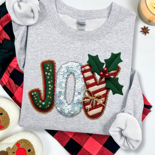 Joy faux yarn clear film screen print