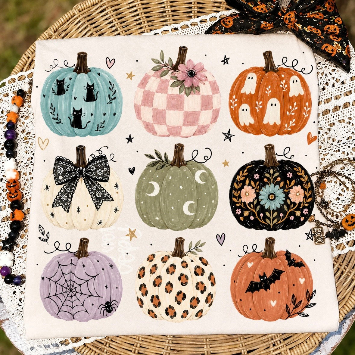 colorful pumpkin collage clear film screen print
