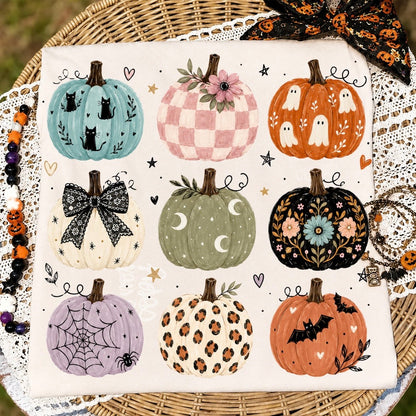 colorful pumpkin collage clear film screen print