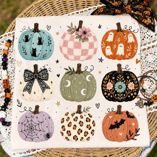 colorful pumpkin collage clear film screen print