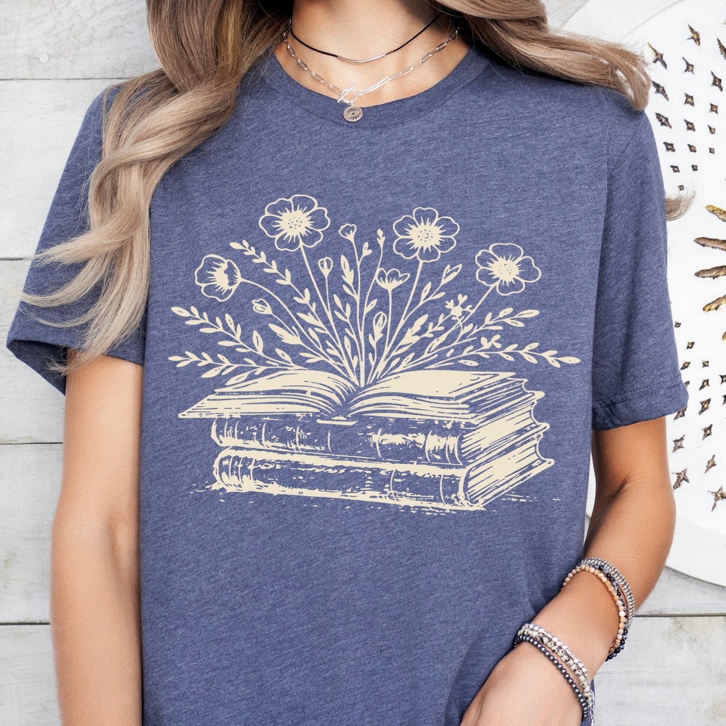 floral books screen print transfer•