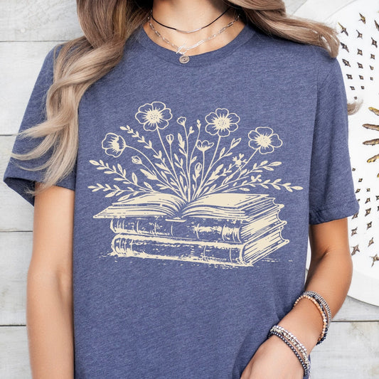 floral books screen print transfer•