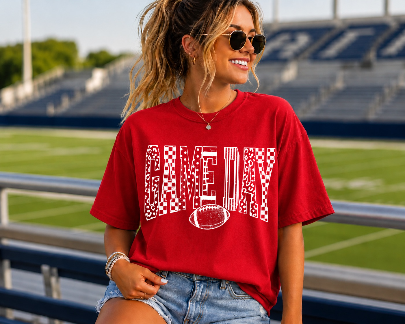 game day mixed pattern screen print transfer