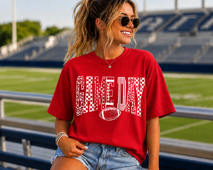 game day mixed pattern screen print transfer
