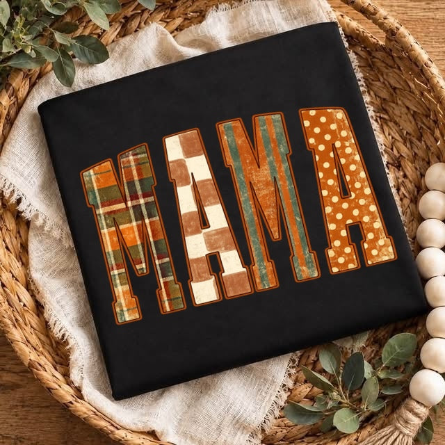 fall plaid MAMA clear film screen print