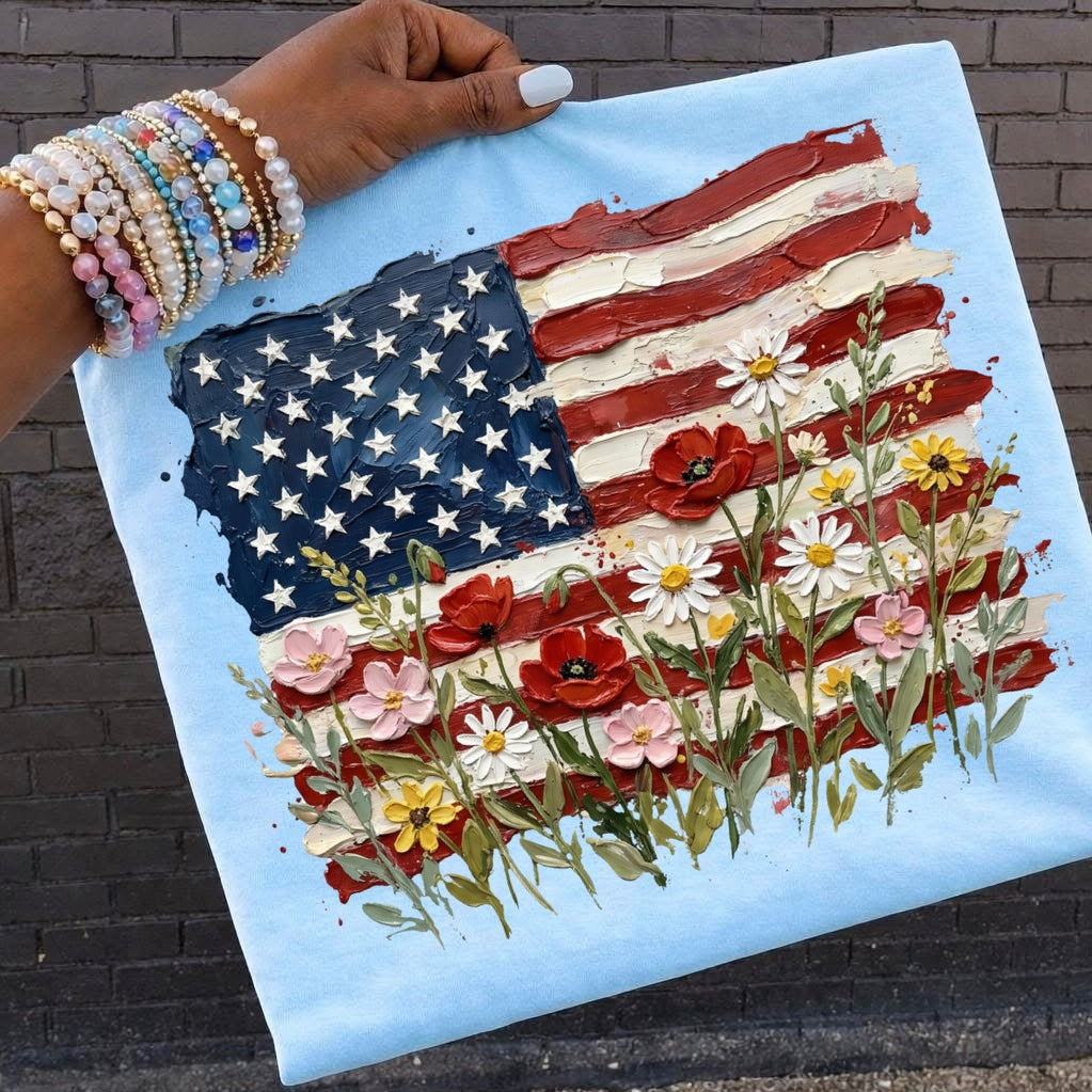 PRE-ORDER floral USA flag DTF 7-10 biz day tat