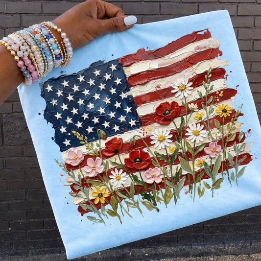 PRE-ORDER floral USA flag DTF 7-10 biz day tat
