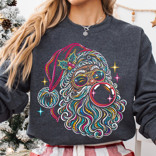 colorful santa knockout clear film screen print