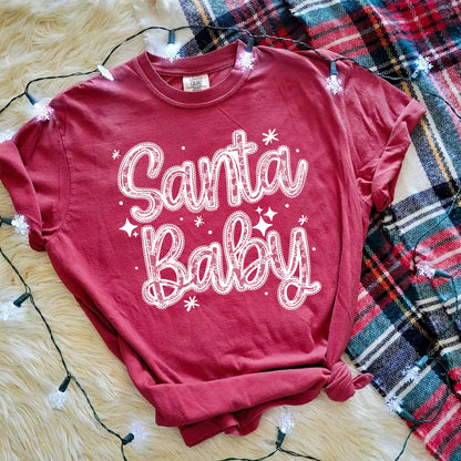 lace santa baby screen print transfer