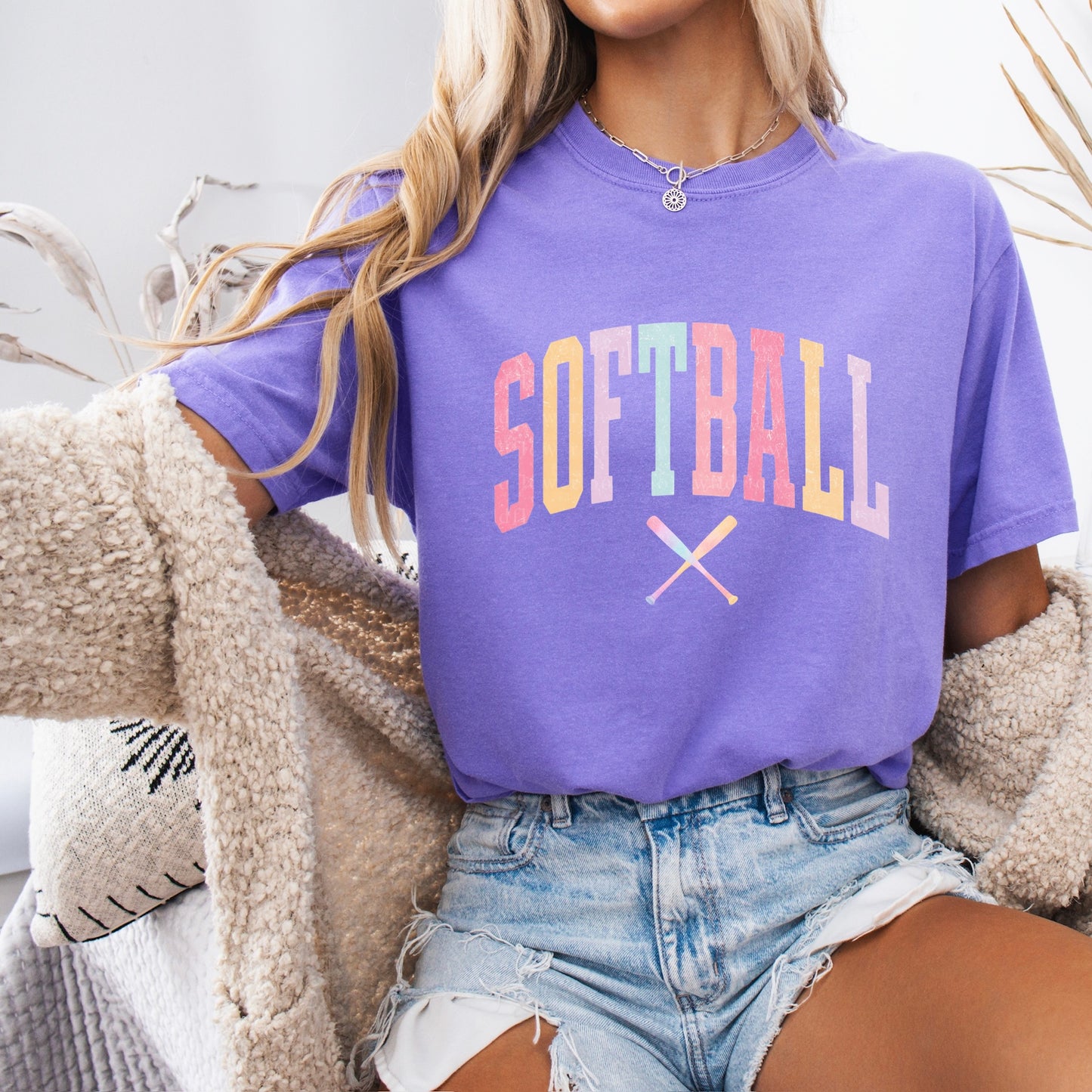 Softball pastels clear film screen print