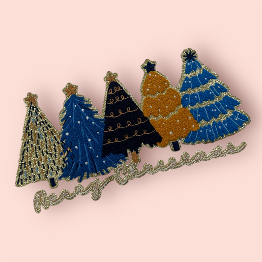 Chenille Patch - Blue Christmas Trees