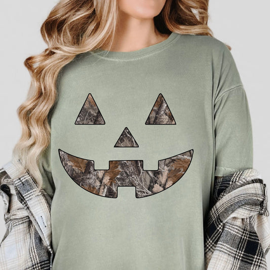 camo jackolantern clear film screen print