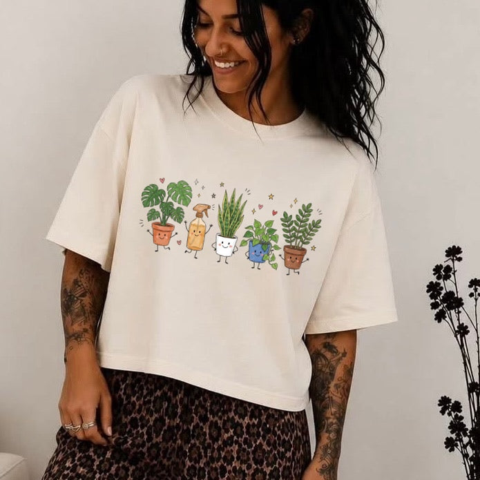 plants happy doodles clear film screen print