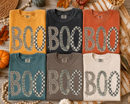 BOO camo leopard checker clear film screen print