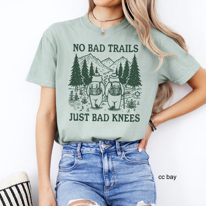 NO BAD TRAILS JUST BAD KNEES screen print transfer