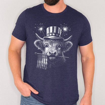 half tone patriotic cow screen print transfer•