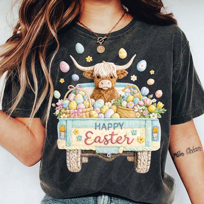 Happy Easter truck clear film screen print