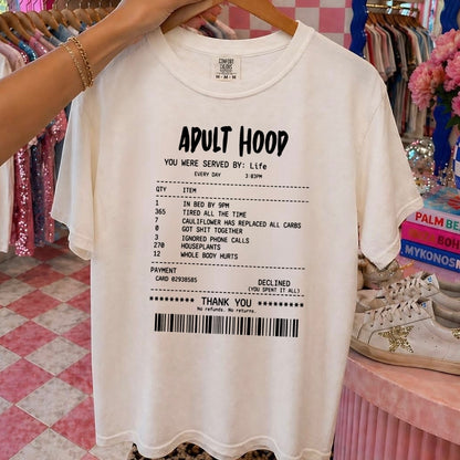 adult hood receipt screen print transfer•