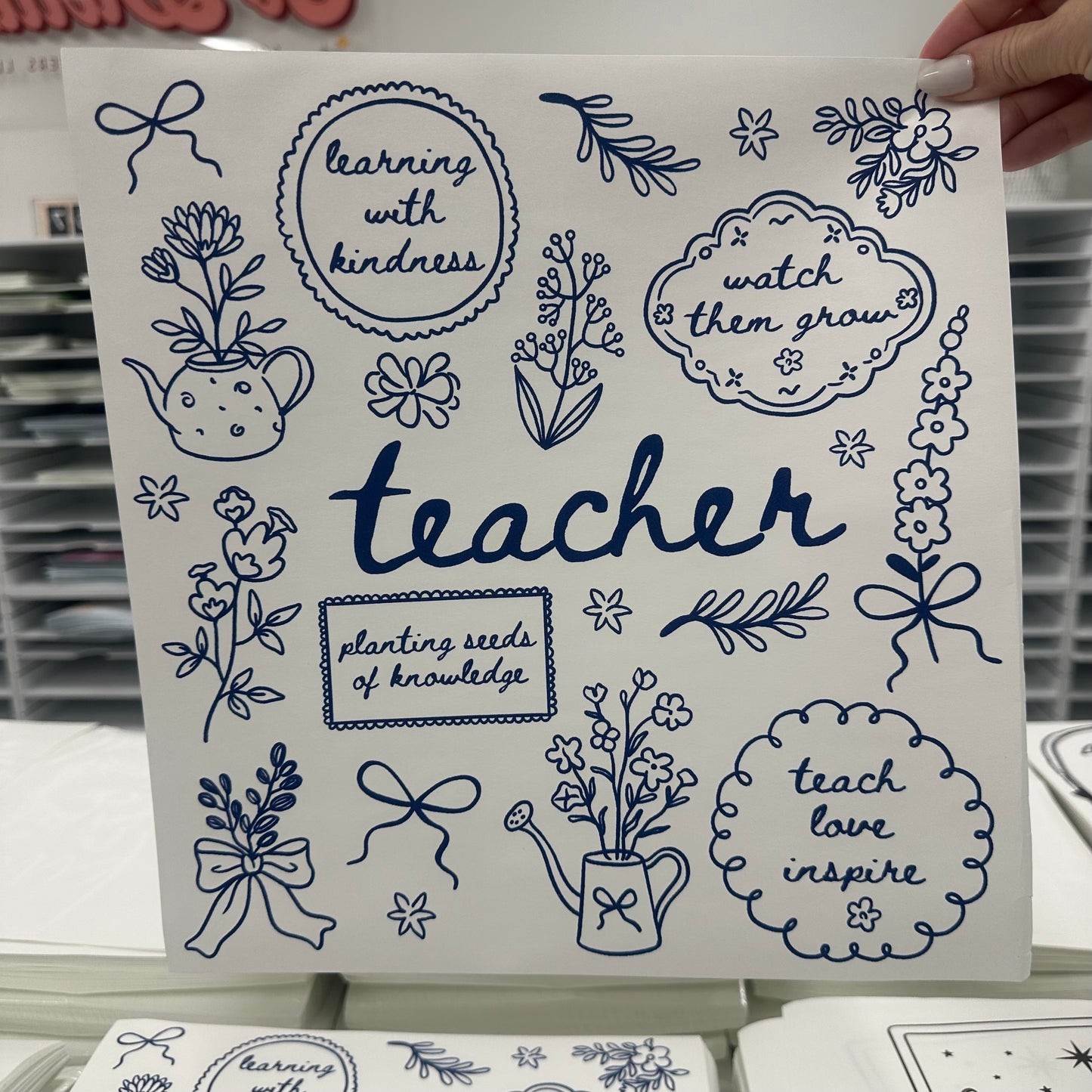 teacher doodles screen print transfer•