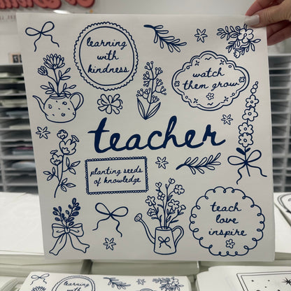 teacher doodles screen print transfer•