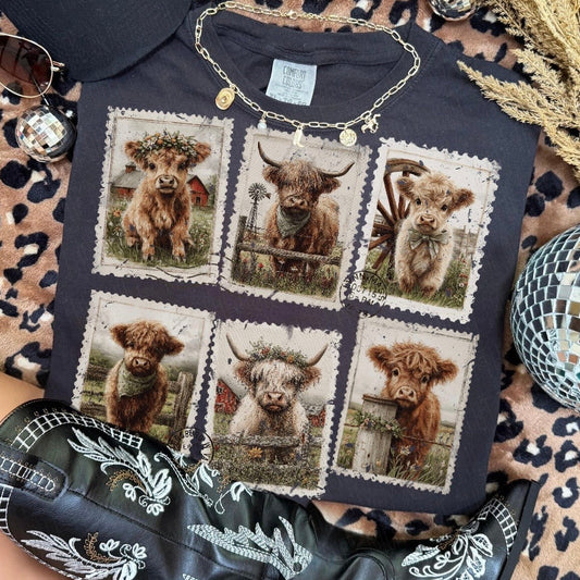 PRE-ORDER highland cow stamps DTF 7-10 BIZ DAY TAT