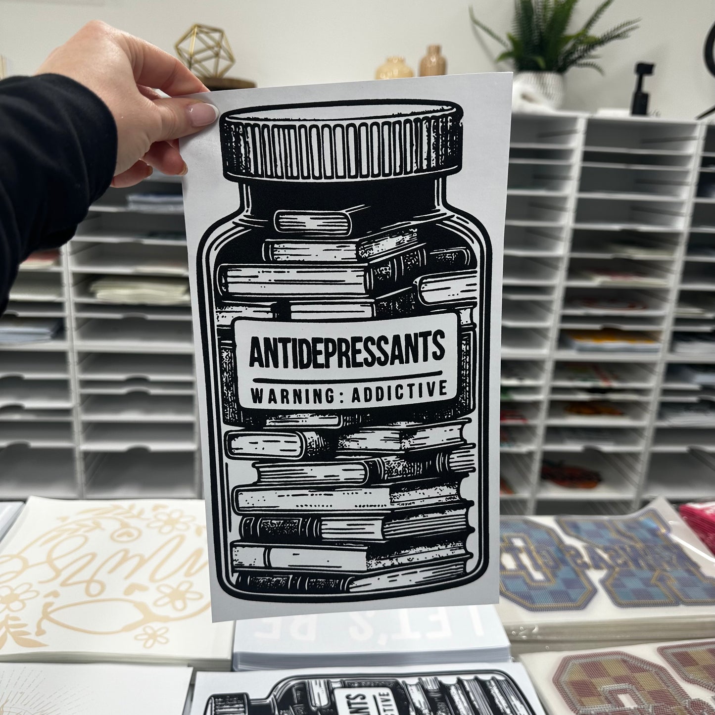 ANTIDEPRESSANTS - BOOKS screen print transfer