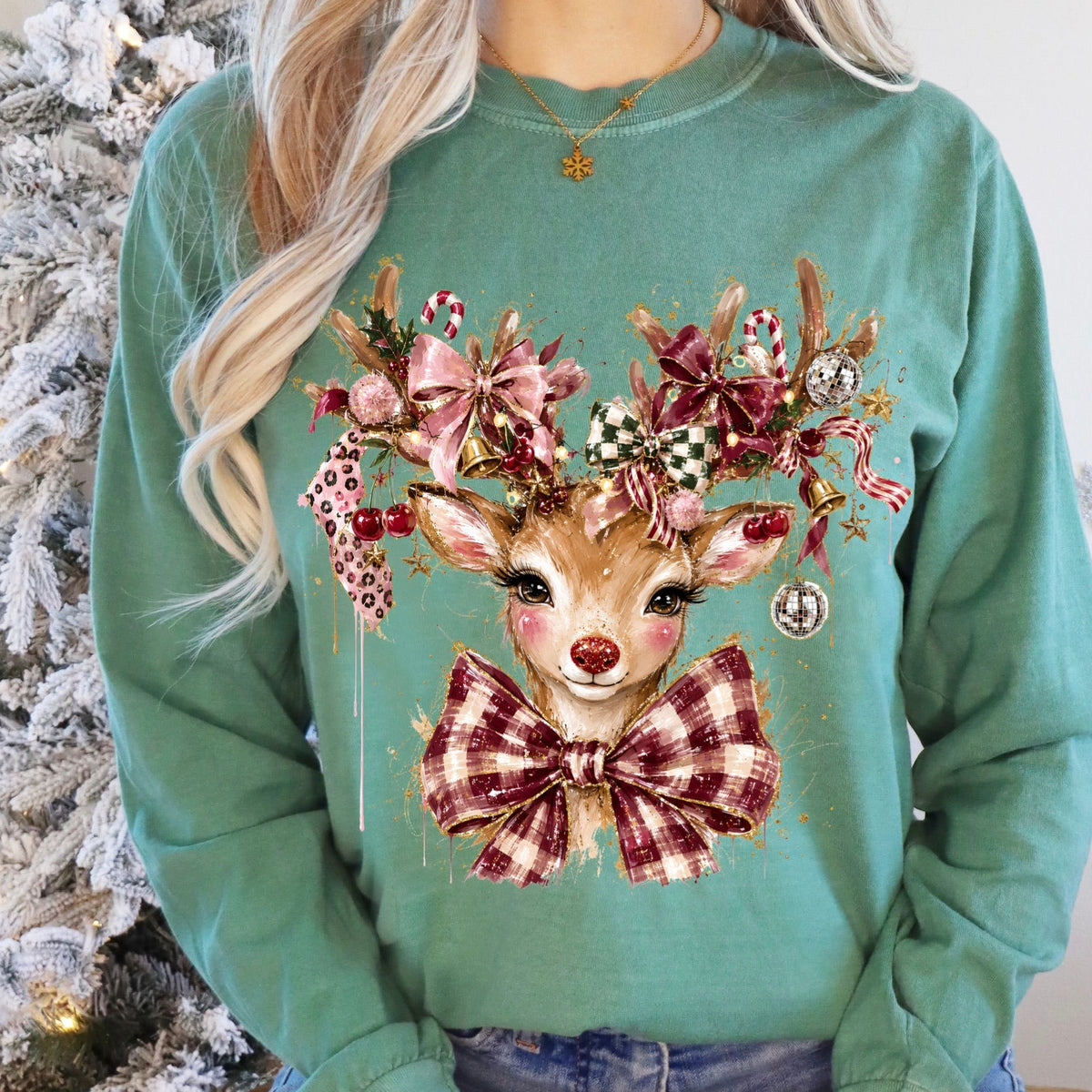 coquette glam reindeer clear film screen print