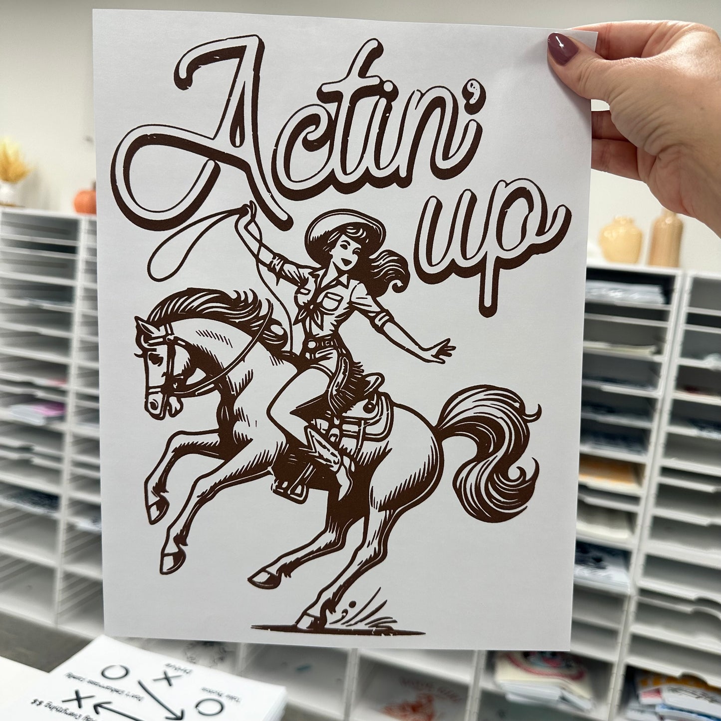 actin' up screen print transfer