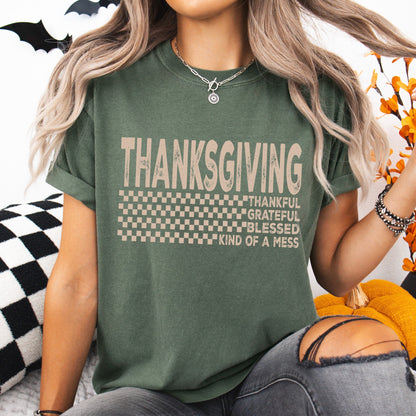 Thanksgiving checker screen print transfer