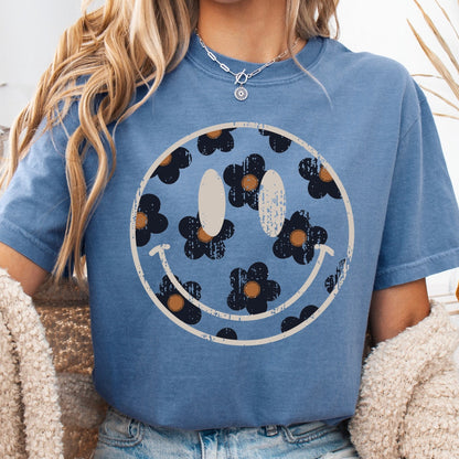fall floral smile face clear film screen print