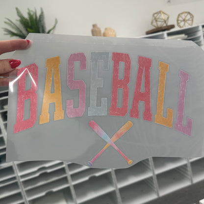 Baseball pastels clear film screen print
