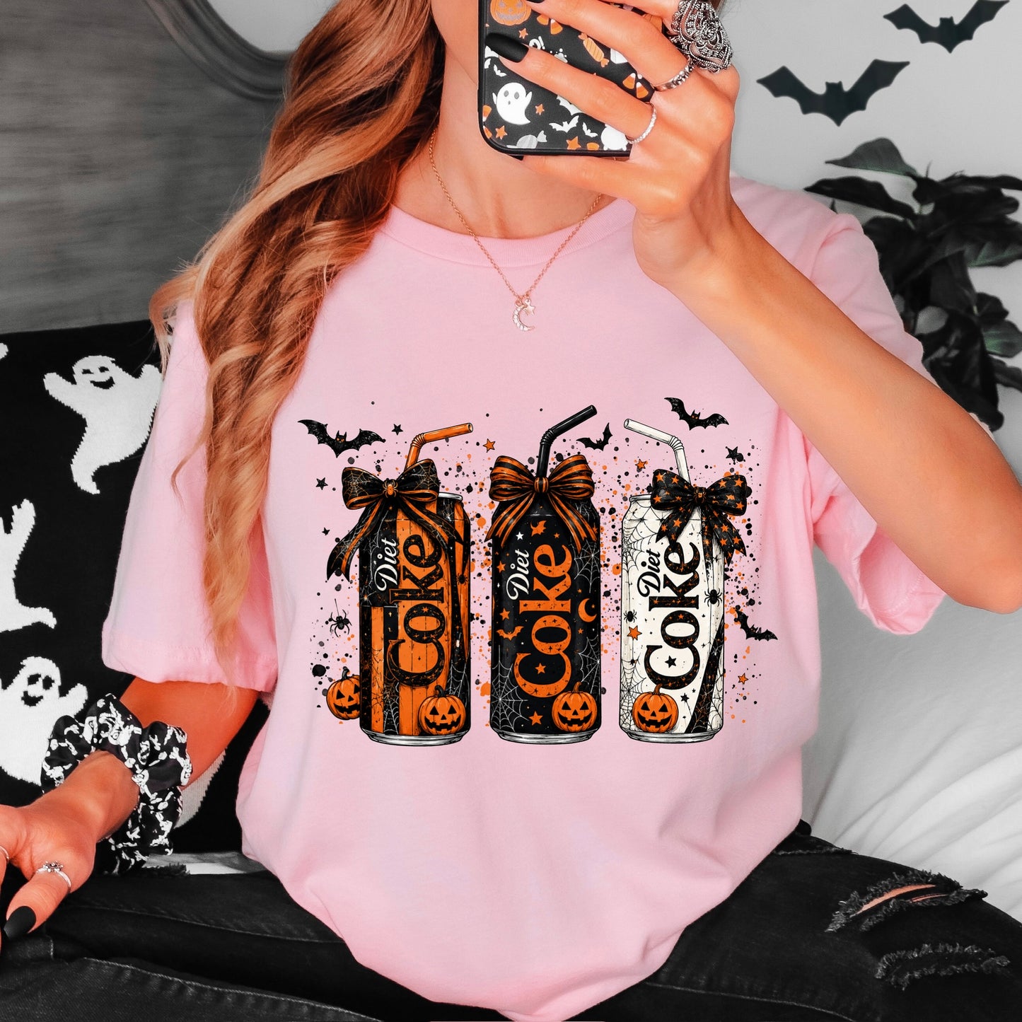 halloween diet cokes clear film screen print