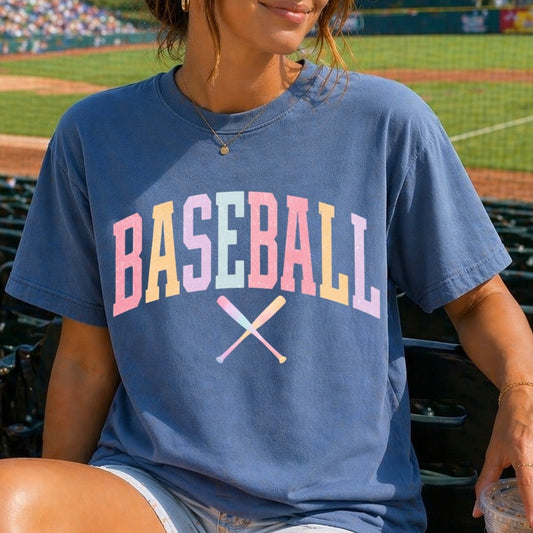 Baseball pastels clear film screen print