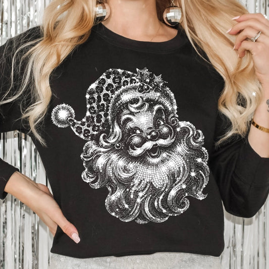 half tone disco santa screen print transfer•